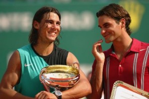 Rafael Nadal (left) and Roger Federer